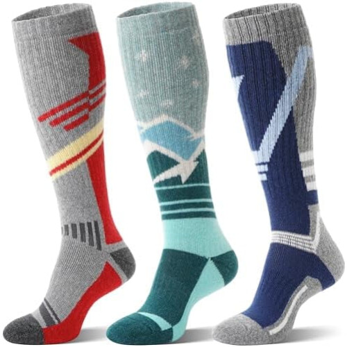 3 ζευγάρια κάλτσες σκι από μαλλί Merino, θερμικές, ζεστές, χειμωνιάτικες, χοντρές,