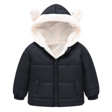 Toddler Kids Baby Boys Girls Winter Warm Solid Coats Bear Ears Hooded Padded Jacket Outwear For 12-18 Months