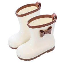 Girls Rain Boots Closed Toe Non- Easy-On Lightweight Bowknot Waterproof Shoes Kids Casual Climbing Hiking Camping Cycling Boots,Brown,5-6 Years