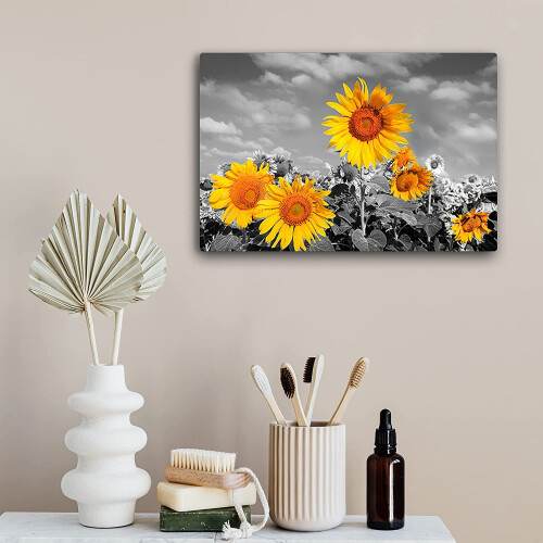 Zonnebloem 12" x 16" ingelijste canvas kunstprints 1