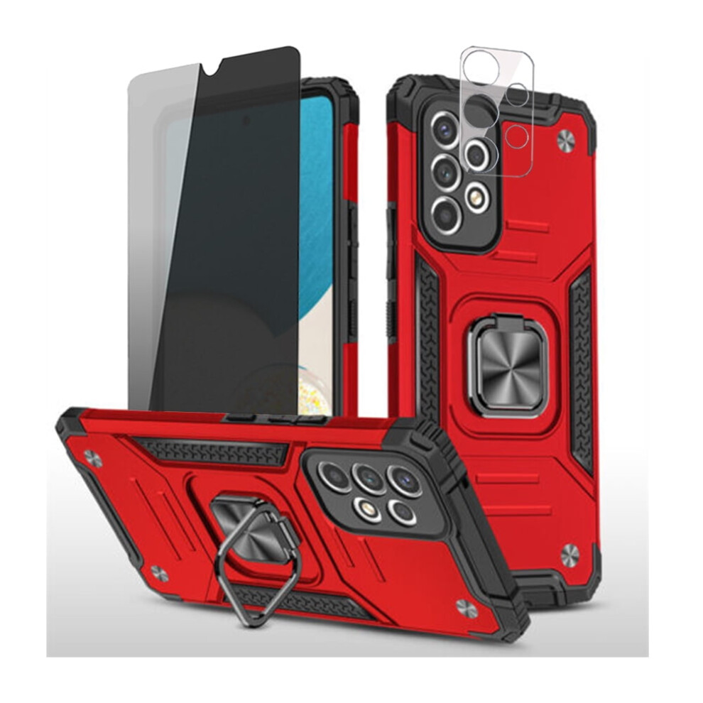 Xhy Compatible With Samsung Galaxy A23 5G Case: Privacy Screen, Lens Protector, Magnetic Ring, Kickstand, Military-Grade Drop Protection Â Red 9181073122149