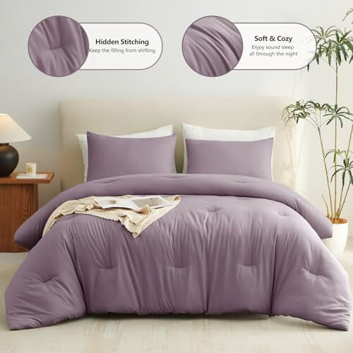 Queen Dusty Purple Comforter Set 3-Piece 1