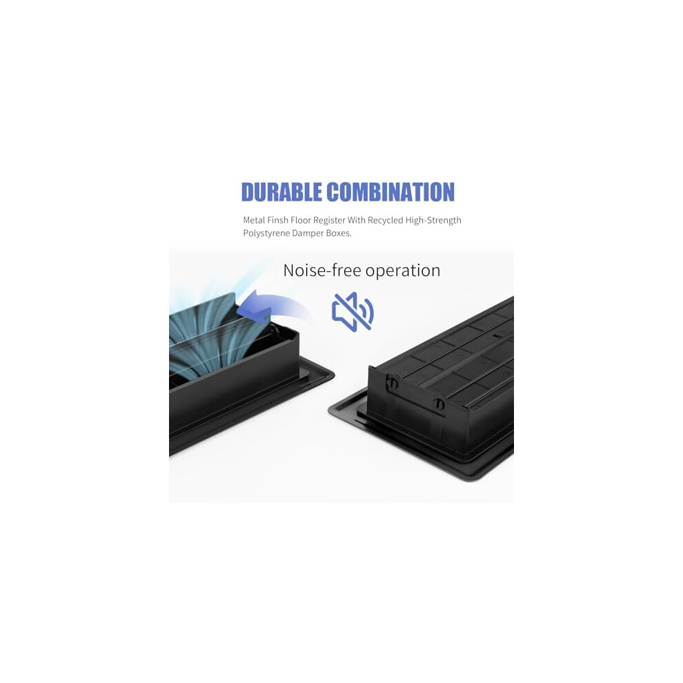 Heavy Duty 4X10 Floor Vent Covers, Rust-Proof Black Steel Registers With Adjustable Lever Â 10 Pack, Compatible With Standard Floor/Sidewall Vents 9181073123238