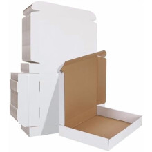 12x10x2 inches Shipping Boxes Set of 25, White Corrugated Cardboard Box Literature Mailer