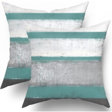Fețe de pernă albastru deschis, gri și albe, 20x20in, set de 2