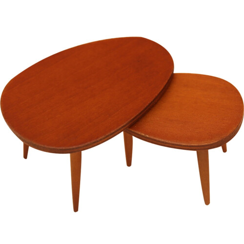 Mesa de centro triangular mini Masteelf, muebles ligeros, 7,5 x 5,3 cm, marrón. 2