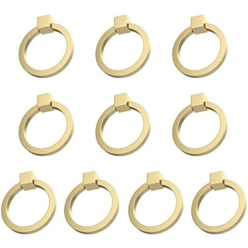 Solid Brass Drawer Pulls Brushed Gold 10 pcs
