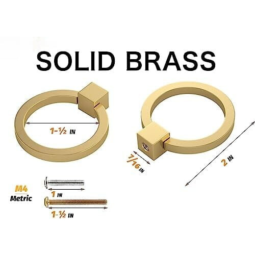 Solid Brass Drawer Pulls Brushed Gold 10 pcs 1