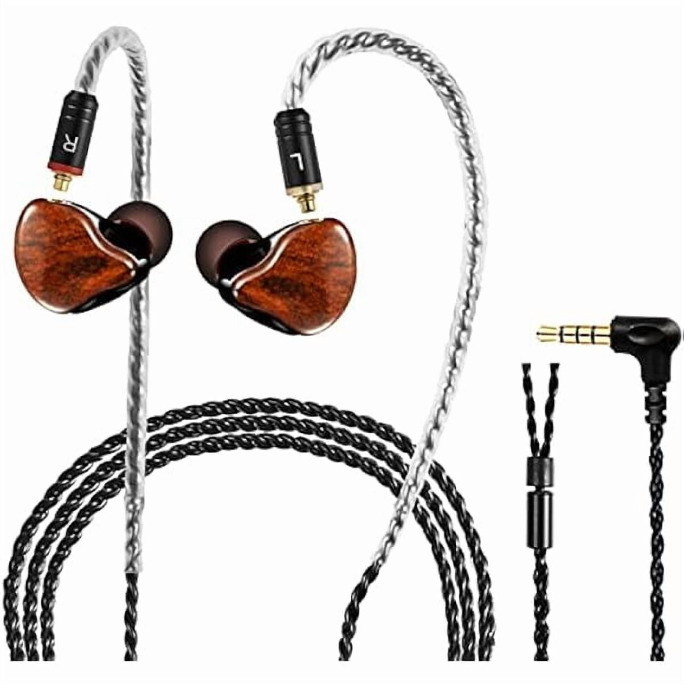 Zlcin Ear Monitor Headphones, Hifi Stereo Iem, Dual Driver, Detachable Cable, Noise Canceling, Compatible With Audiophile & Musicians (Wood ) Grain 9558633741711