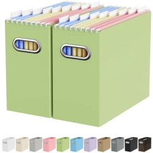 Grüne Papp-Ablagebox zum Aufhängen von Ordnern im Letter-Format, geeignet für Zuhause, Büro und Klassenzimmer (2er-Pack)