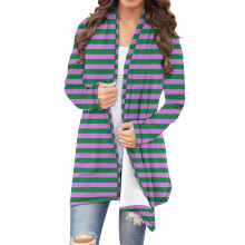 Vestjes voor dames, winterjassen voor dames, herfstjassen, casual gestreept vest met lange mouwen voor dames
