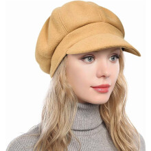 Boina feminina estilo jornaleiro, em lã, para o outono, com detalhes em tweed. 1 peça.