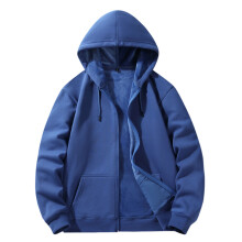 Sweat à capuche zippé en polaire unie pour homme lulshou, doublé de peluche douce, avec poches avant, idéal pour le streetwear, bleu, XXXXL
