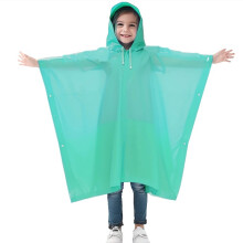 Imperméable fille uni à manches longues, capuche et boutons, vert, taille unique. Veste de pluie confortable pour le week-end.