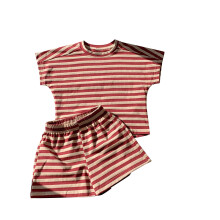 Conjuntos de verano para niñas: Conjunto de top de manga corta y shorts a rayas, de 1 a 10 años – Compatible con ropa casual infantil.