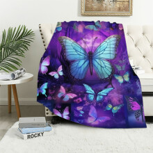 Purple Butterfly Throw Blanket – Compatible with Sofa, Bed & Home Decor, Gifts for Women, Girls & Butterfly Lovers