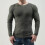 Mens Pullover Shirts Long Sleeve Solid Round Neck Pullover Sweater Slim Fit Bottoming Knit Top,Olive Green 2