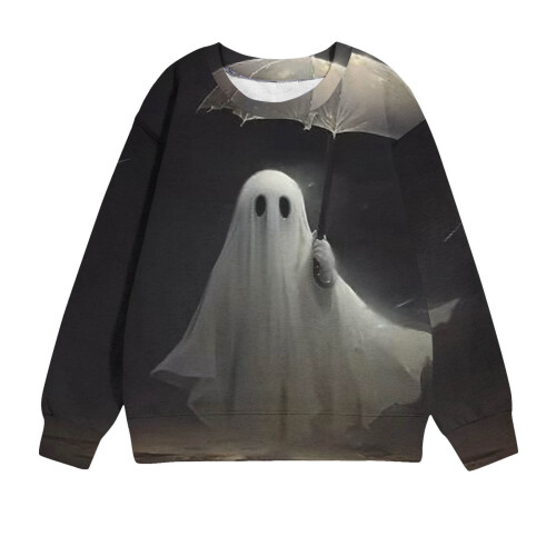 Παιδικό Unisex Φούτερ με Στάμπα Halloween με Μακρυμάνικο Τοπ και Στριφτό Λαιμόκοψη για