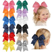 Satin Hair Bows for Girls 3-12 Years 12 Pcs 8 Inch