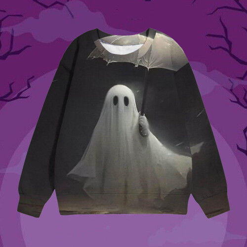 Παιδικό Unisex Φούτερ με Στάμπα Halloween με Μακρυμάνικο Τοπ και Στριφτό Λαιμόκοψη για 1