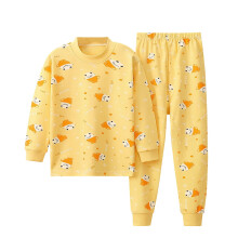 Kinder-Baumwoll-Pyjama-Sets mit Cartoon-Motiven (2-16 Jahre), Gelb, 2-teilige Schlafanzüge und Loungewear, geeignet für Frühling/Herbst