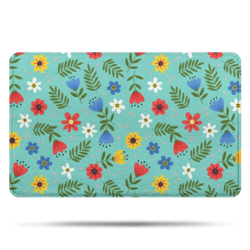 Χαλί μπάνιου Pioneer Flower Floral, αντιολισθητικό χαλάκι μικροϊνών με επένδυση από