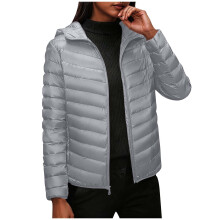 Damen-Steppjacke mit Kapuze, Grau, Größe S