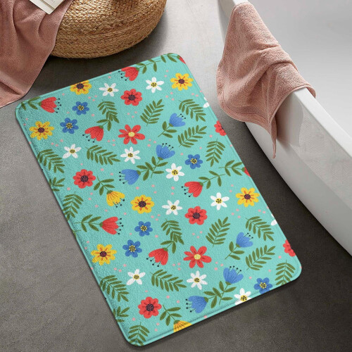 Tapete de banheiro floral em microfibra, 43 x 69 cm (17 x 27 polegadas) 1