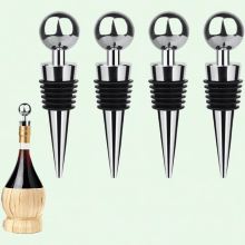 4er-Set Weinstopper, Edelstahl mit Silikondichtung, wiederverwendbar für Wein, Bier und Champagner – passend für Standardflaschen