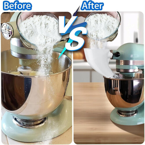 Χωνί αλευριού για μίξερ Kitchen Aid, πλαστικό χωνί, αποτρέπει τις διαρροές και τα χάλια 2