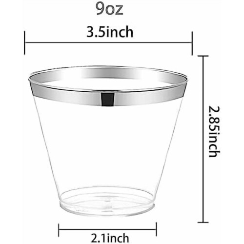 Sølvplastkopper 9oz sølvkant 120 stk 1