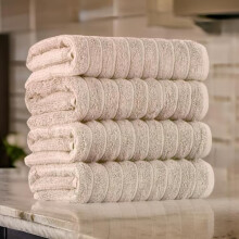 Lot de 4 serviettes de luxe CTT, 100 % coton turc, séchage rapide et haute absorption, idéales pour les hôtels et les spas | 51 x 81 cm, beige