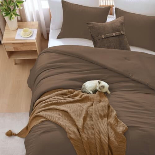 Full Size Comforter Set Chocolate Brown 3 pcs 2