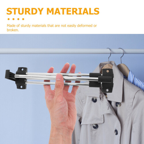 Retractable Closet Pull Out Rod 1 Set Solid Extending Rail Hanger Adjustable Clothes Rod Metal Rack 2