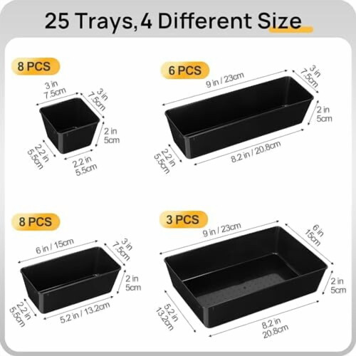 Set di 25 organizer trasparenti per cassetti – 4 misure 1