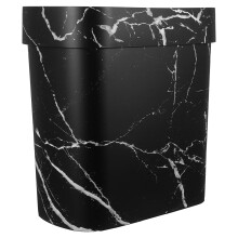 Poubelle ovale étroite OUNONA en plastique noir, facile à nettoyer, idéale pour les salles de bain et les hôtels (1 pièce).