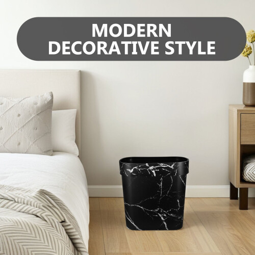 Modern Oval Trash Can Plastic Narrow Garbage Bin Stain Resistant for Homeowners 1Set 2