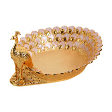 Dekorative Obstschale, Obsttablett, Gemüsehalter in Pfauenform, Snackhalter für Gold