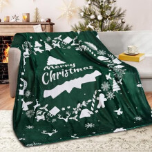 Christmas Throw Blanket for Couch, Soft Fuzzy Cozy Blankets for Winter, Green Wreath Patternt Decoration Blanket, 50x60 Inches