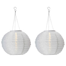 Lanternes solaires LED, lampes suspendues en nylon étanche de 25 cm pour jardin, cour, mariage et Halloween – Blanches, compatibles avec la