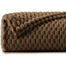 3D Jacquard Fleece Blanket, Soft Cozy Brown Throw for Couch/Bed, 50x70in, All-Season Plush Blanket