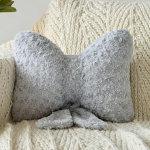 Schleifenkissen, weiches Plüsch-Dekokissen für Sofa/Bett, schleifenförmige Zimmerdekoration (Grau, 40 cm)