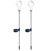 Conjunto de 2 Luminárias Solares em Formato de Flor para Exterior, 2,5W, com Estaca, 16 LEDs, Luz Quente, Impermeáveis, para Decoração de Jardins
