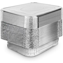 Conjunto de 30 assadeiras descartáveis de alumínio reforçado, tamanho 9x13, com tampas – para assar, cozinhar, aquecer e armazenar alimentos.