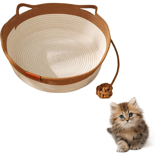 Stimulicat Cat Bed Cotton Rope Foldable Scratchable Brown