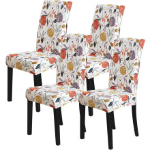 Fundas para sillas de comedor (juego de 4), fundas elásticas lavables y extraíbles para sillas de comedor y cocina (paquete de 4, estampado floral).