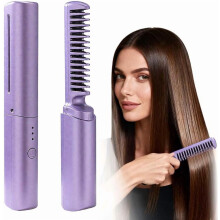 Keramische stijltangborstel, 3 temperatuurinstellingen (130C-180C), 2-in-1 anti-frizz styler, reisvriendelijk, geschikt voor alle haartypes