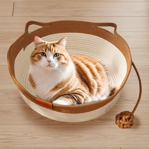 Stimulicat Cat Bed Cotton Rope Foldable Scratchable Brown 2