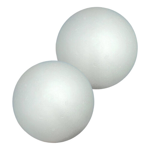 Set van 2 schuimrubberen knutselballen van 18 cm, wit. 2