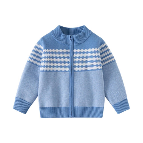 Mädchenpullover, Mädchenpullover mit Blumenmuster, Kleinkind-Strickjacke, Kinder-Langarmjacke, Baby-Rundhalspullover, Herbst-Winter-Blau 1